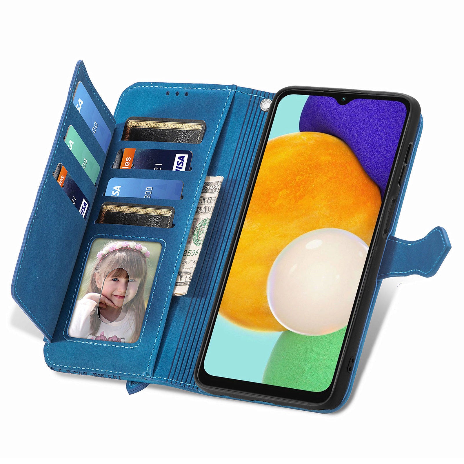 For Samsung Galaxy A04s 4G (164.7 x 76.7 x 9.1 mm) / A13 5G / M13 5G Flower Imprinted Pattern PU Leather Zipper Pocket Cell Phone Cover Stand Wallet Case For Samsung Galaxy A04s 4G (164.7 x 76.7 x 9.1 mm) / A13 5G / M13 5G Flower Imprinted Pattern PU Leather Zipper Pocket Cell Phone Cover Stand Wallet Case